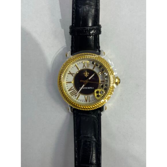 Judith Ripka Women’s Watch Floating Heart Charm Black Leather - Picture 6 of 10